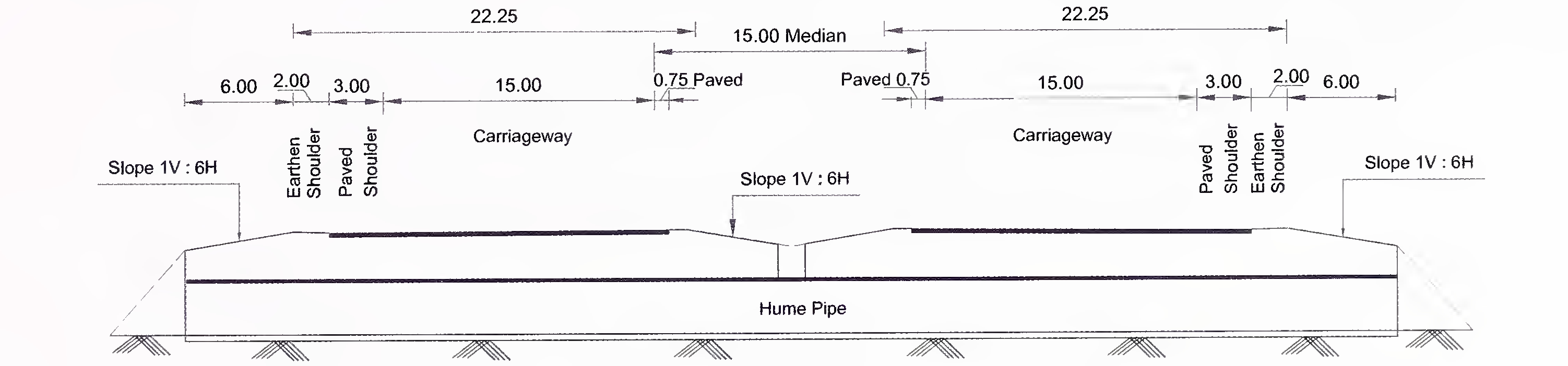Fig. 6.1 (c) Typical Cross-section of Pipe Culvert for 8-Lane (2×4) Expressway with Depressed Median