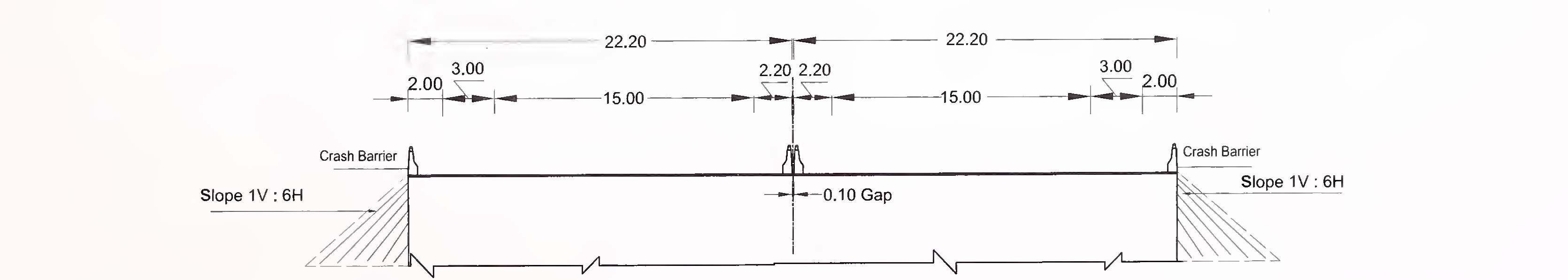 Fig. 6.4 (సి) 8-లేన్ (2 × 4) కోసం స్లాబ్ మరియు బాక్స్ రకం కల్వర్ట్ యొక్క సాధారణ క్రాస్-సెక్షన్ ఫ్లష్ మీడియన్‌తో ఎక్స్‌ప్రెస్ హైవే