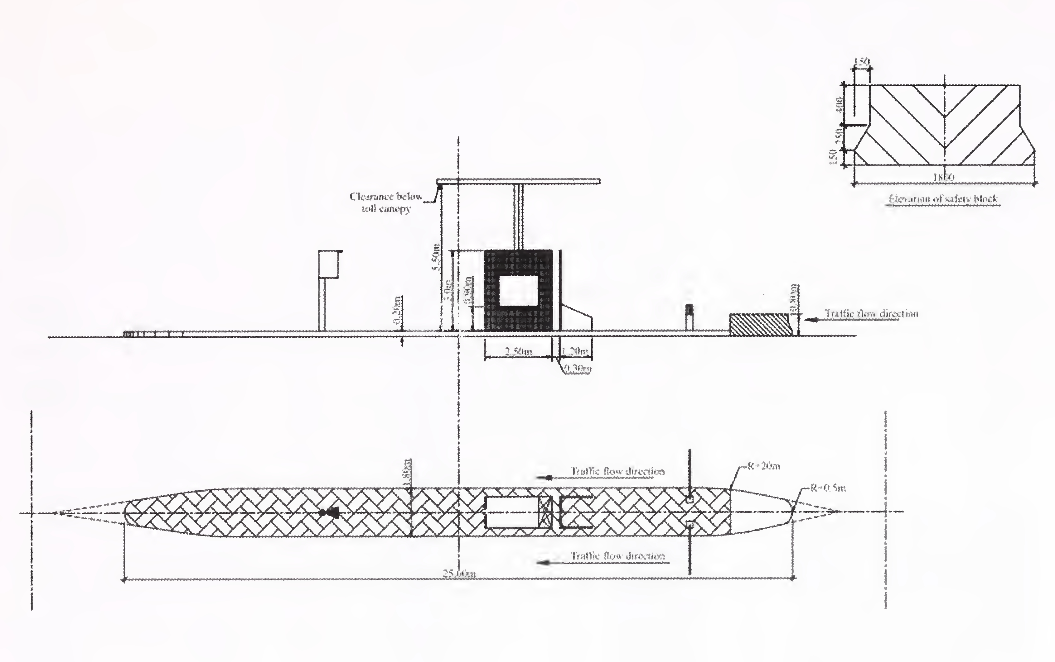 Fig. 12.5 Typical Layout for Traffic Island with Toll Booth
