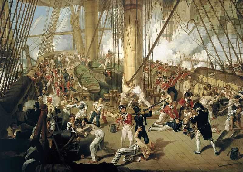 The Battle of Trafalgar (21 October 1805) was a naval engagement fought by the British Royal Navy against the combined fleets of the French Navy and Spanish Navy