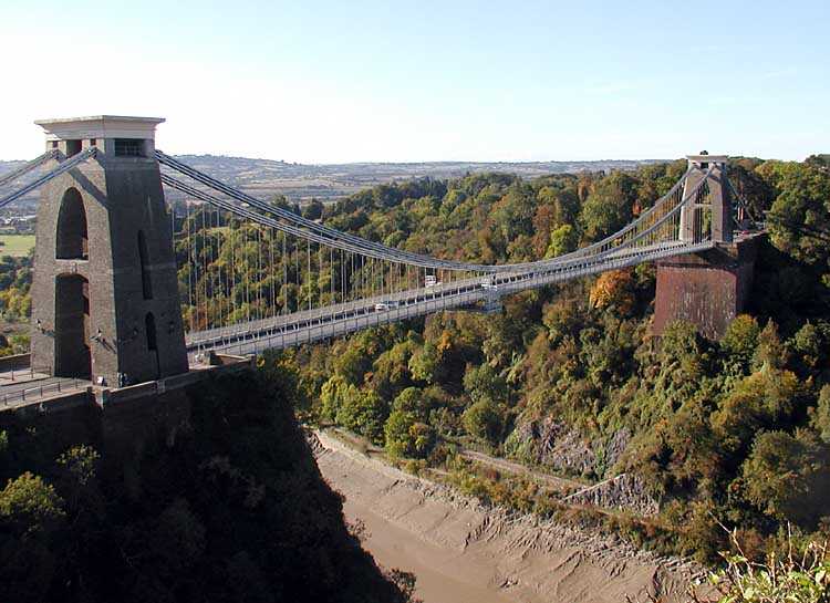 The Clifton Suspension Bridge, designed by Isambard Kingdom Brunel, spanning the Avon Gorge