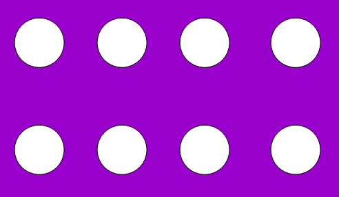 A purple background with evenly spaced white circles